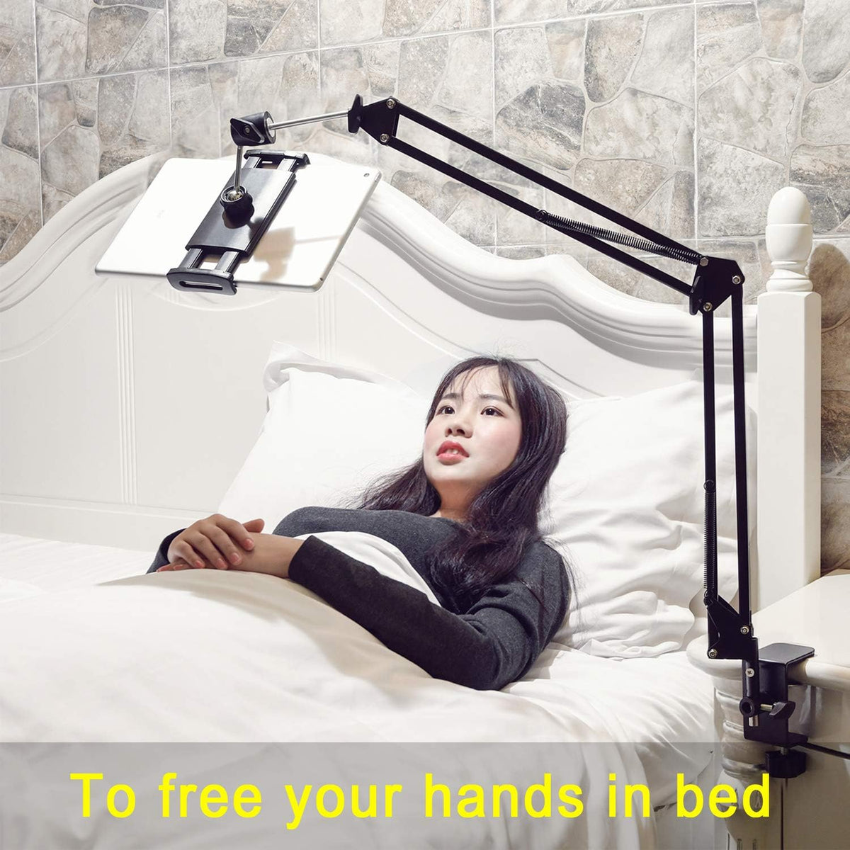 SAMHOUSING Tablet Stand for Bed,360 Degree Rotating Bed Tablet Mount Holder Stand with Aluminum Arm for iPad,iPhoneXS,N-Switch, Amazon Kindle Fire,or Other 4.7~12.9 inch-Screen Devices