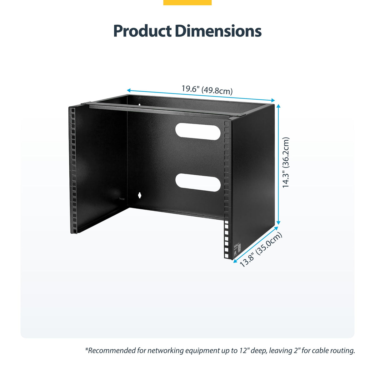 StarTech.com 6U Wall Mount Network Rack - 14 Inch Deep (Low Profile) - 19" Patch Panel Bracket for Shallow Server and IT Equipment, Network Switches - 44lbs/20kg Weight Capacity, Black (WALLMOUNT6)