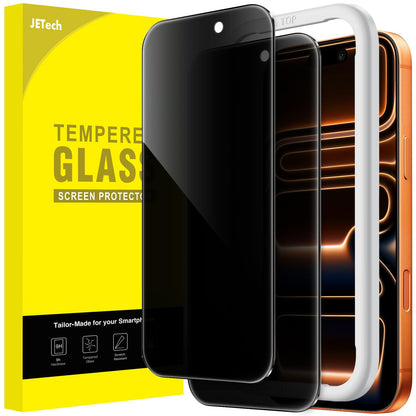 JETech Privacy Screen Protector for iPhone 15 6.1-Inch, Anti-Spy Tempered Glass Film with Easy Installation Tool, 2-Pack