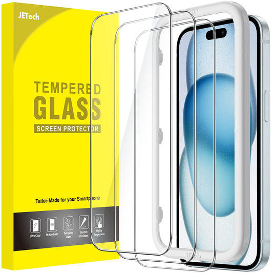 JETech Full Coverage Screen Protector for iPhone 17e (2026) / iPhone 16e, 9H Tempered Glass Film, Case-Friendly, HD Clear, 6.1-Inch Display, 3-Pack