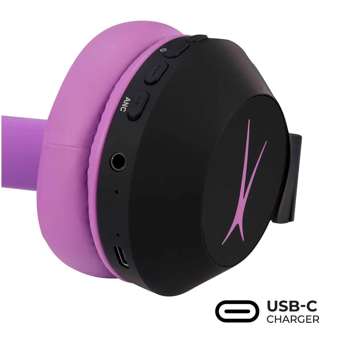 Altec Lansing Kid Safe Noise Cancelling Wireless Headphones 15H Battery, 85dB Volume Limit, Foldable Design Powerful Sound, Active Noise Cancellation Perfect for Kids Ages 7+ (Whiteout Pop Pink)