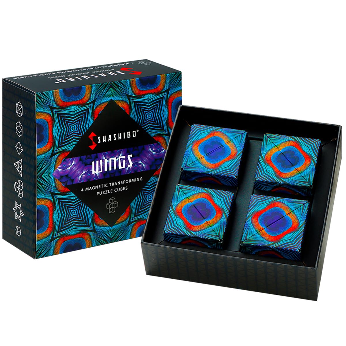 Shashibo Shape Shifting Box - Award-Winning STEM Fidget Toy with Ultra Strong Magnets - Puzzle Cube Transforms Into 100+ Shapes, Perfect Sensory Gift for Kids, Teens, and Adults (Spaced Out)