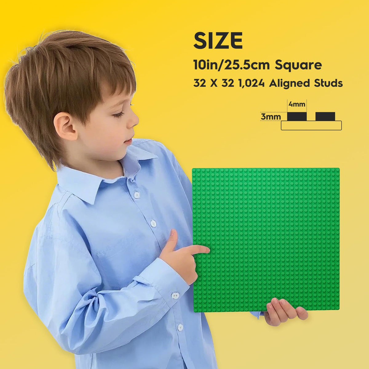 Pokiiulk Classic Gray Baseplates, 32x32 Studs Square Base Plates for Play or Display Bricks Creations, Compatible with Classic Legos, 10" x 10", Pack of 2, Perfect for City Streets, Castle, Mountains