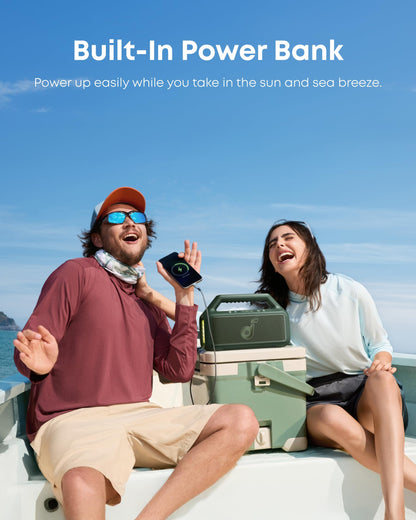 Soundcore Boom 2 By Anker, Outdoor Speaker, 80W, Subwoofer, BassUp 2.0, 24H Playtime, IPX7 Waterproof, Floatable, RGB Lights, USB-C, Custom EQ, Portable for Camping and Beach - Black