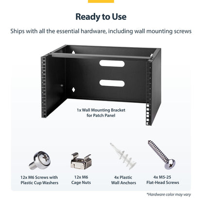 StarTech.com 6U Wall Mount Network Rack - 14 Inch Deep (Low Profile) - 19" Patch Panel Bracket for Shallow Server and IT Equipment, Network Switches - 44lbs/20kg Weight Capacity, Black (WALLMOUNT6)