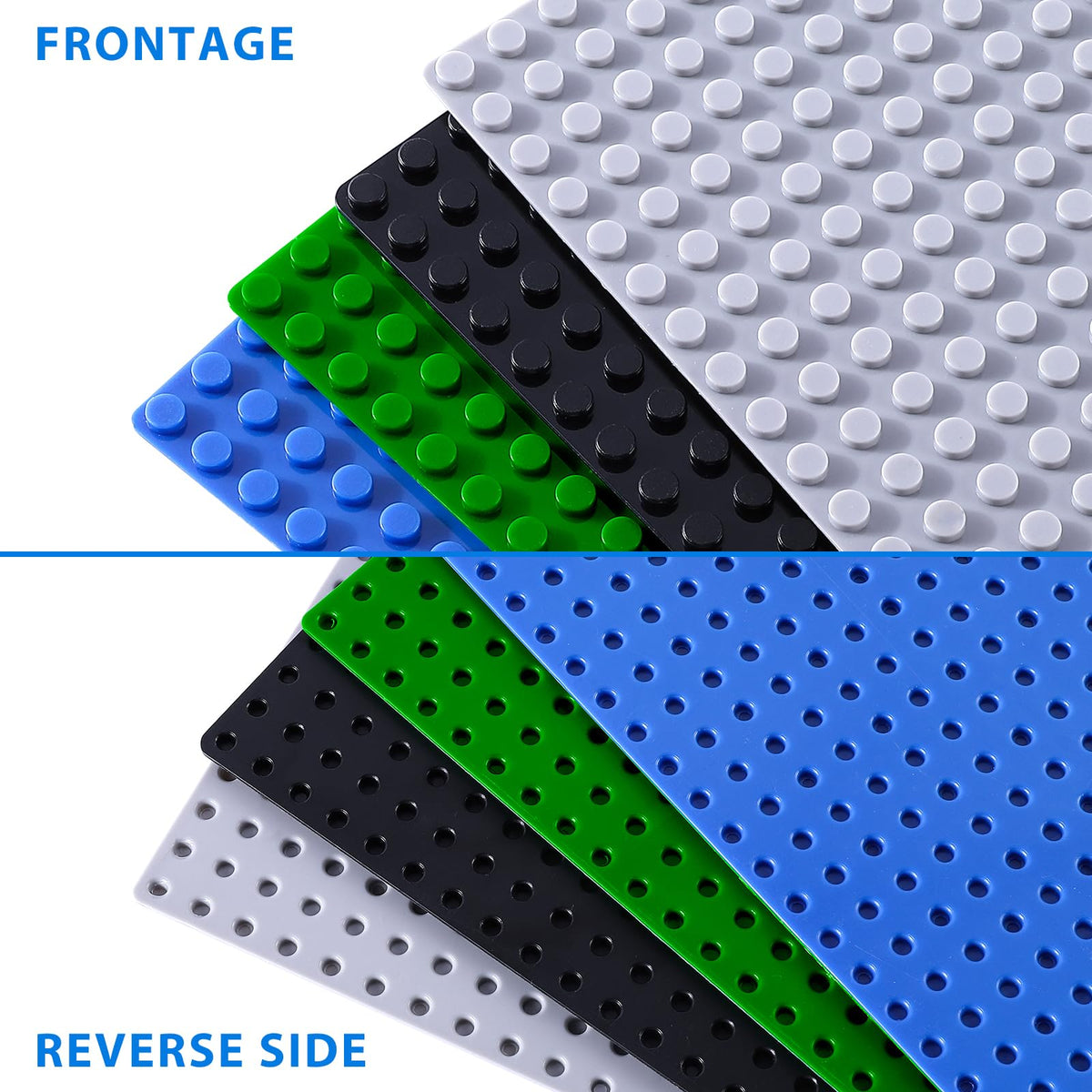 Pokiiulk Classic Gray Baseplates, 32x32 Studs Square Base Plates for Play or Display Bricks Creations, Compatible with Classic Legos, 10" x 10", Pack of 2, Perfect for City Streets, Castle, Mountains