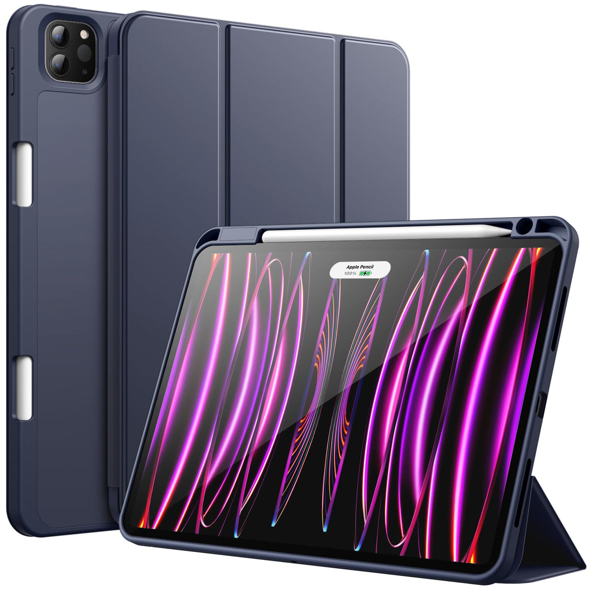JETech Case for iPad Pro 11 Inch 2022/2021/2020 Model (4th/3rd/2nd Generation), with Pencil Holder, Support 2nd Pencil Charging, Slim Tablet Cover with Soft TPU Back, Auto Wake/Sleep (Black)