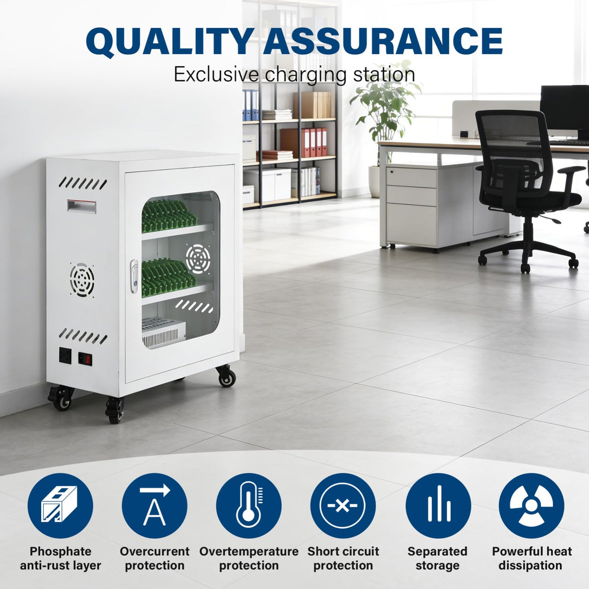 30 Device Mobiles Phone Charging Cart, Mobiles Charging Cabinet for Cell Phone, Rechargeable Cellphone Locker Storage Chargings Station, for Phones/Mini Tablets, School and Enterprise