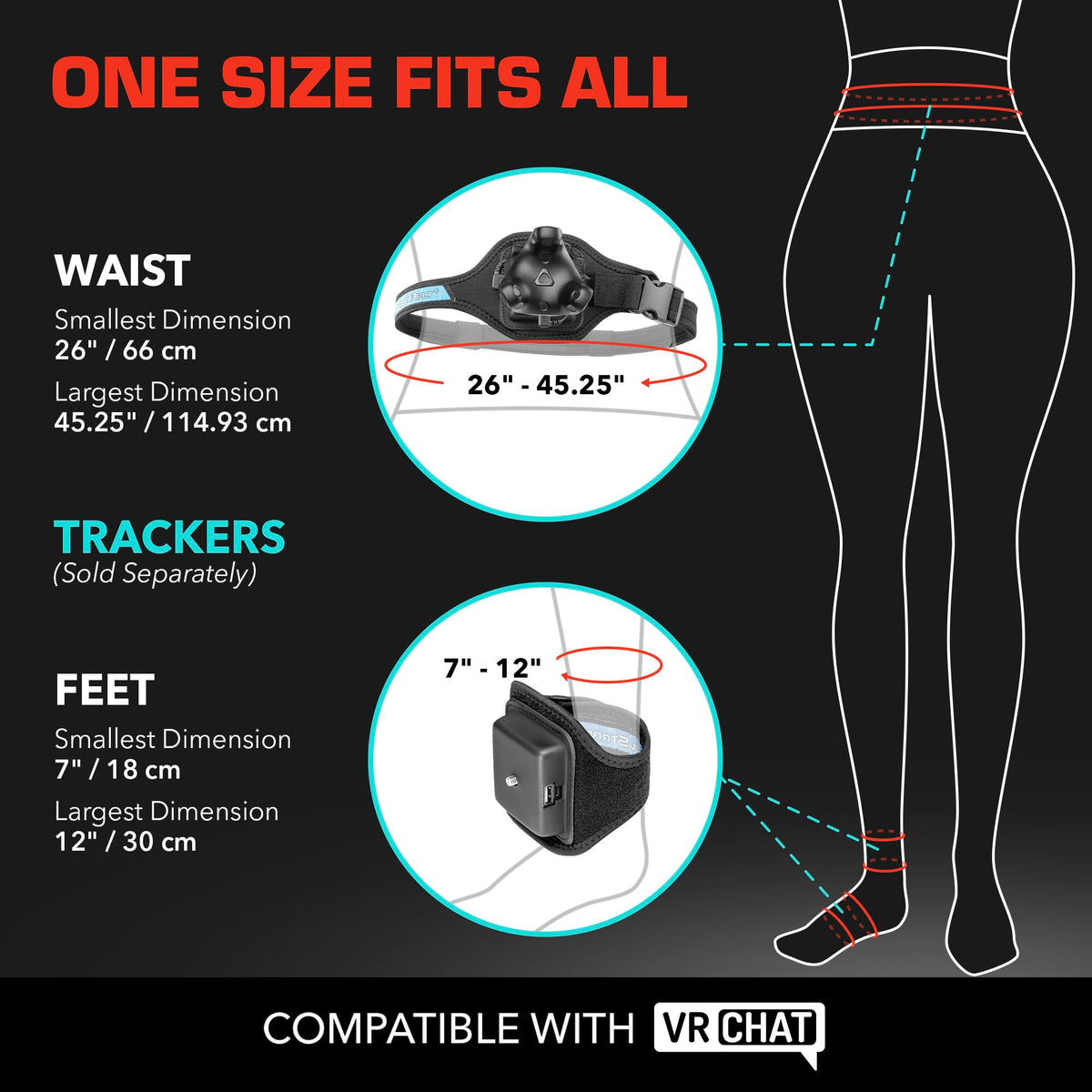 Rebuff Reality Trackstraps for Vive Tracker - Adjustable VR Full Body Tracking Straps, VR Chat Motion Capture, Compatible with Vive Tracker 3.0 2.0 Ultimate, Tundra, (Tracker Sold Separately) Black