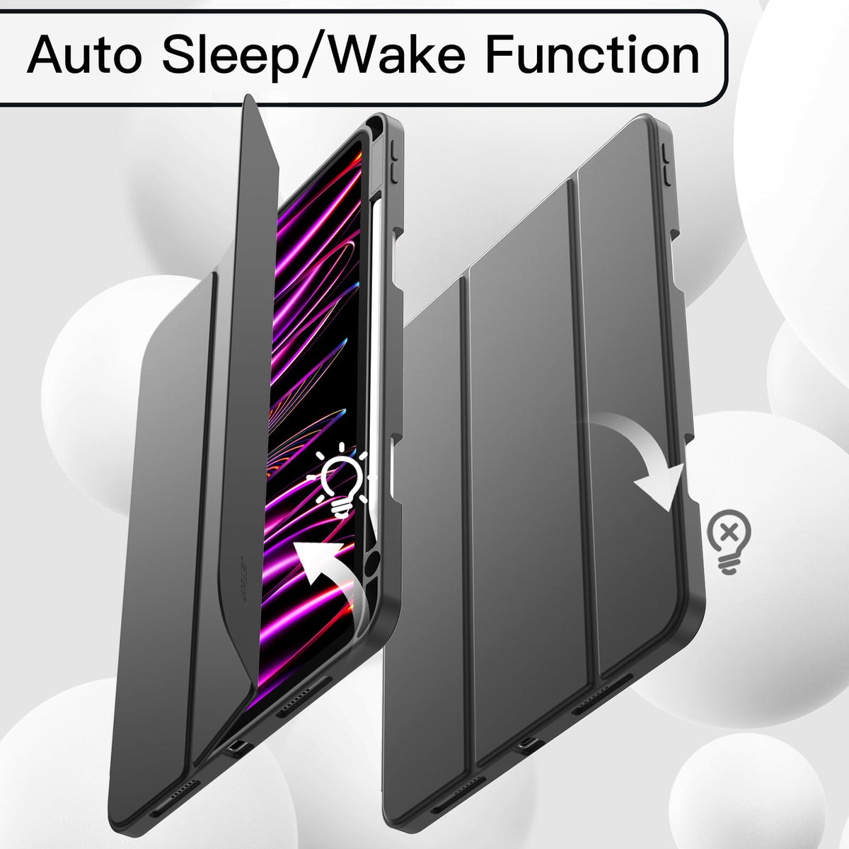 JETech Case for iPad Pro 11 Inch 2022/2021/2020 Model (4th/3rd/2nd Generation), with Pencil Holder, Support 2nd Pencil Charging, Slim Tablet Cover with Soft TPU Back, Auto Wake/Sleep (Black)