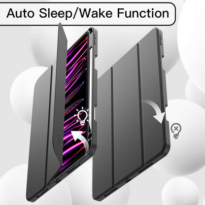JETech Case for iPad Pro 11 Inch 2022/2021/2020 Model (4th/3rd/2nd Generation), with Pencil Holder, Support 2nd Pencil Charging, Slim Tablet Cover with Soft TPU Back, Auto Wake/Sleep (Black)