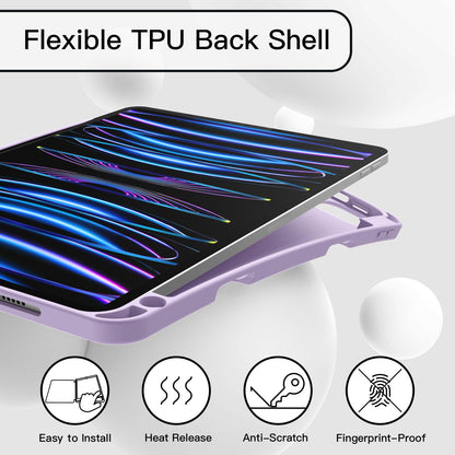 JETech Case for iPad Pro 11 Inch 2022/2021/2020 Model (4th/3rd/2nd Generation), with Pencil Holder, Support 2nd Pencil Charging, Slim Tablet Cover with Soft TPU Back, Auto Wake/Sleep (Black)