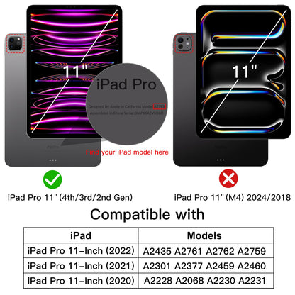 JETech Case for iPad Pro 11 Inch 2022/2021/2020 Model (4th/3rd/2nd Generation), with Pencil Holder, Support 2nd Pencil Charging, Slim Tablet Cover with Soft TPU Back, Auto Wake/Sleep (Black)