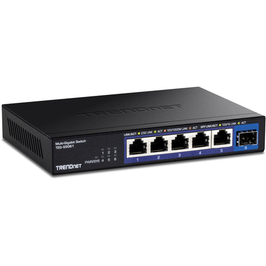TRENDnet 5 Port Mini Gigabit Switch, TEG-S50g, GREENnet Technology, NDAA + TAA Compliant, Desktop Metal Ethernet Network Switch, 5 x Gigabit Ports, Fanless, Lifetime Protection, Black