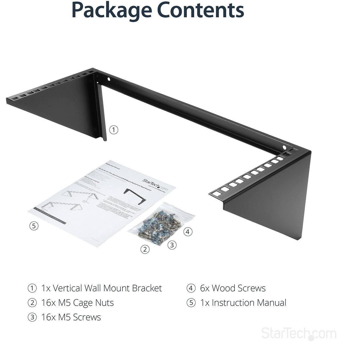 StarTech.com 2U Vertical Wall Mount Patch Panel Bracket - Steel Rack Mount Bracket w/Hardware for 19" Network, Server and Data Equipment , TAA (RK219WALLV)