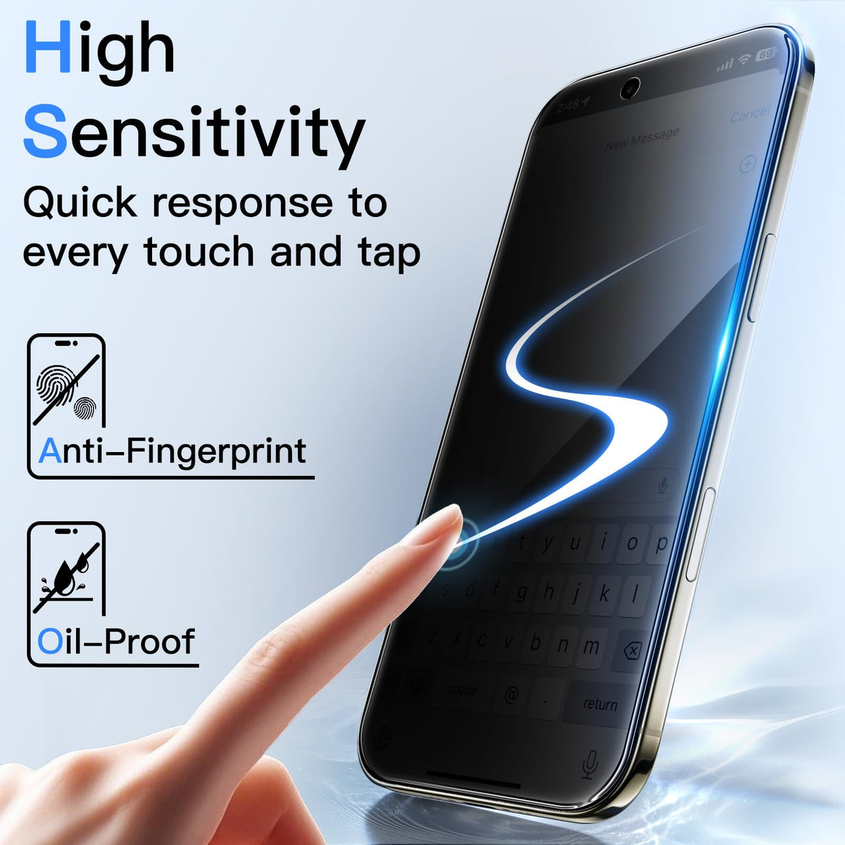 JETech Privacy Screen Protector for iPhone 15 6.1-Inch, Anti-Spy Tempered Glass Film with Easy Installation Tool, 2-Pack