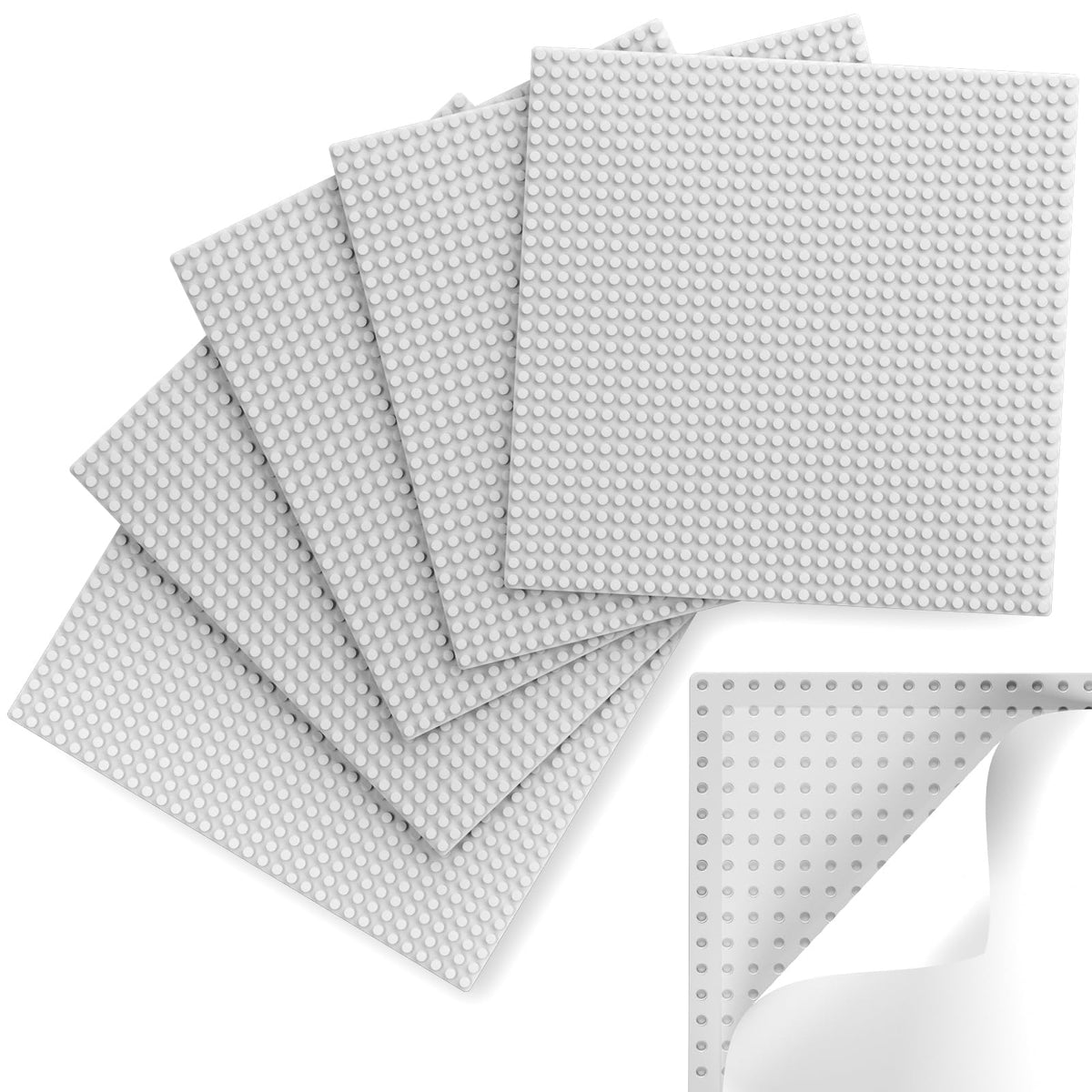 Pokiiulk Classic Gray Baseplates, 32x32 Studs Square Base Plates for Play or Display Bricks Creations, Compatible with Classic Legos, 10" x 10", Pack of 2, Perfect for City Streets, Castle, Mountains
