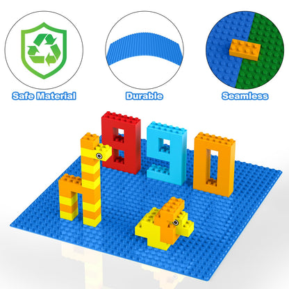 Pokiiulk Classic Gray Baseplates, 32x32 Studs Square Base Plates for Play or Display Bricks Creations, Compatible with Classic Legos, 10" x 10", Pack of 2, Perfect for City Streets, Castle, Mountains
