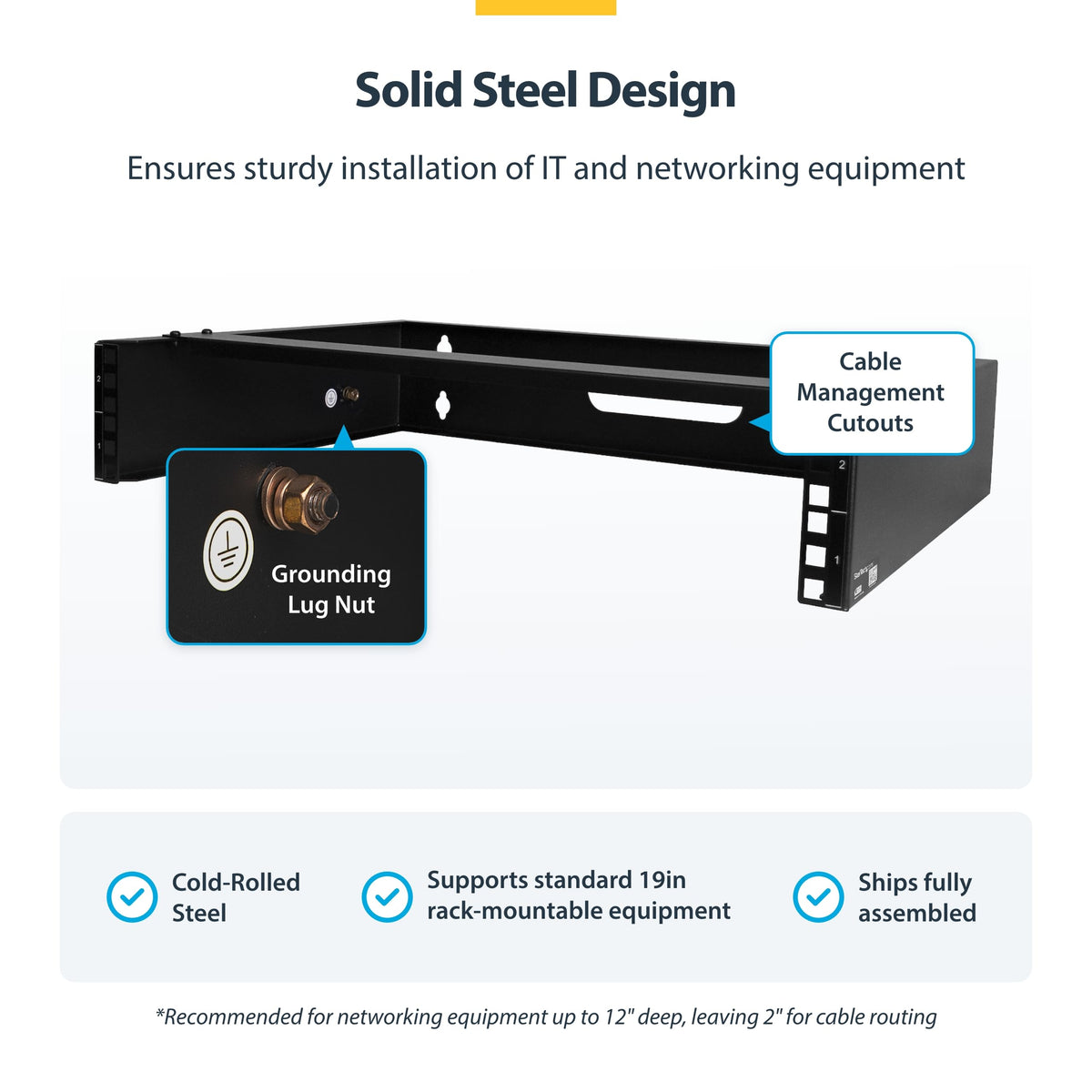 StarTech.com 6U Wall Mount Network Rack - 14 Inch Deep (Low Profile) - 19" Patch Panel Bracket for Shallow Server and IT Equipment, Network Switches - 44lbs/20kg Weight Capacity, Black (WALLMOUNT6)