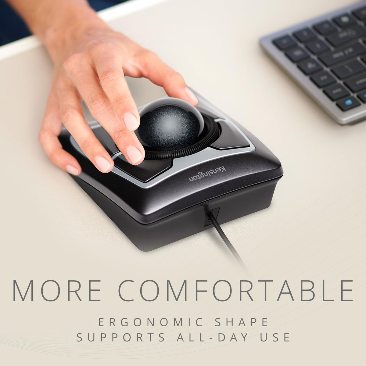 Kensington Expert Trackball Mouse (K64325), Black Silver, 5"W x 5-3/4"D x 2-1/2"H