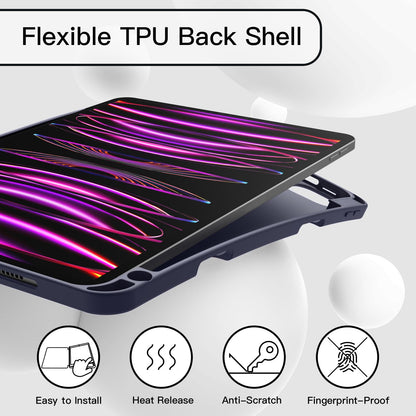 JETech Case for iPad Pro 11 Inch 2022/2021/2020 Model (4th/3rd/2nd Generation), with Pencil Holder, Support 2nd Pencil Charging, Slim Tablet Cover with Soft TPU Back, Auto Wake/Sleep (Black)