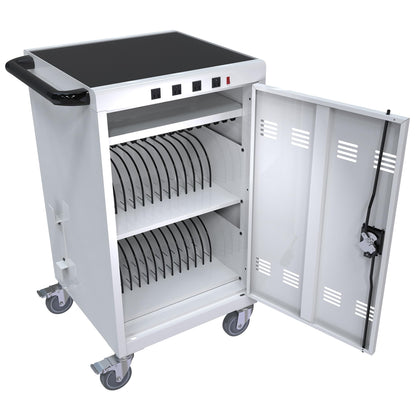 35 Device Mobile Charging Cart, Chromebooks and Laptop Computers, Locking Charging Station with Lock & Key for The Front Back Door, Surge Protection