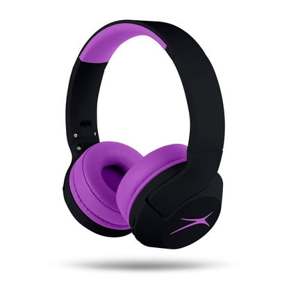 Altec Lansing Kid Safe Noise Cancelling Wireless Headphones 15H Battery, 85dB Volume Limit, Foldable Design Powerful Sound, Active Noise Cancellation Perfect for Kids Ages 7+ (Whiteout Pop Pink)