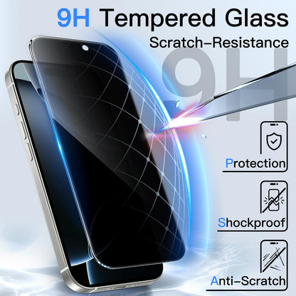JETech Privacy Screen Protector for iPhone 15 6.1-Inch, Anti-Spy Tempered Glass Film with Easy Installation Tool, 2-Pack