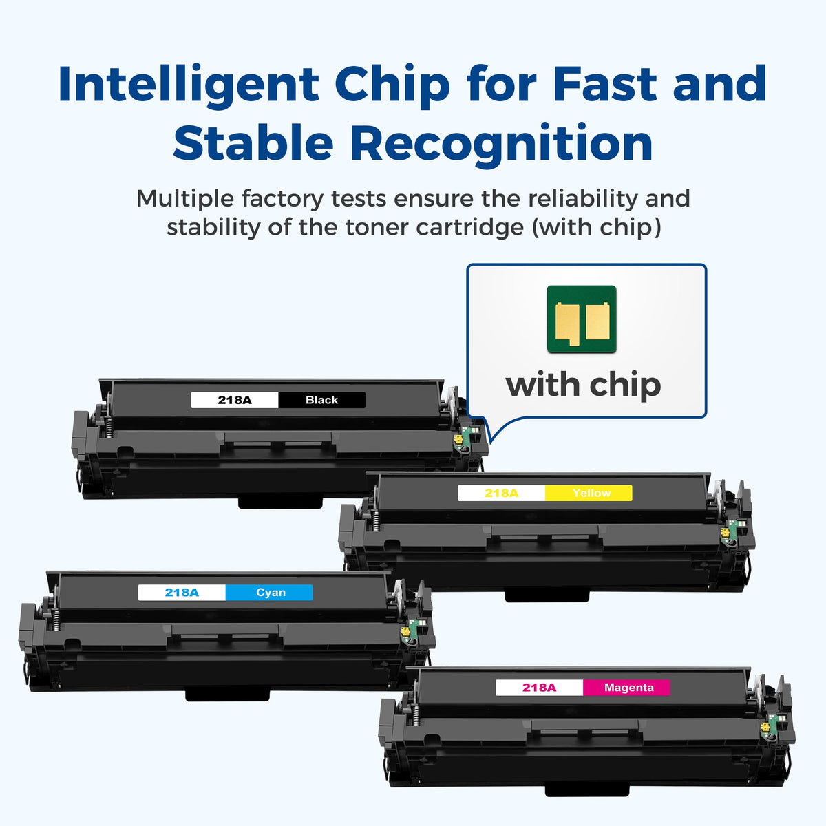 218X Toner Cartridges 4 Pack with Chip Compatible for HP 218 218X 218A Toner W2180A W2180X Work for Color LaserJet Pro 3201dw MFP 3301fdw 3301sdw 3301cdw Printer, Black/Cyan/Yellow/Magenta, High Yield