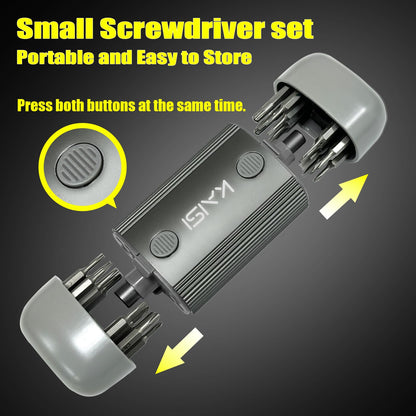 Kaisi Screwdriver Set 12-in-1 Portable Multi Bit Screwdriver All in One Screw Driver with Phillips,Flat Head,Torx Security,Hex and 1/4 Nut Driver for Outdoor and Daily Repair Tools