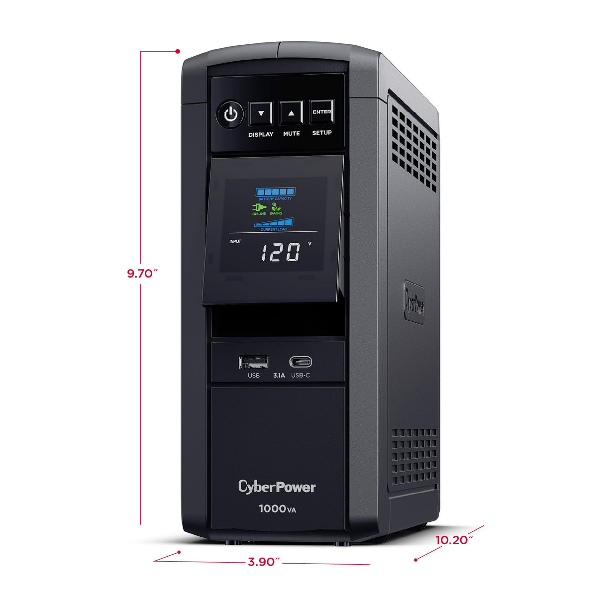 CyberPower CP1500PFCLCD PFC Sinewave UPS Battery Backup and Surge Protector, 1500VA/1000W, 12 Outlets, AVR, Mini Tower, UL Certified
