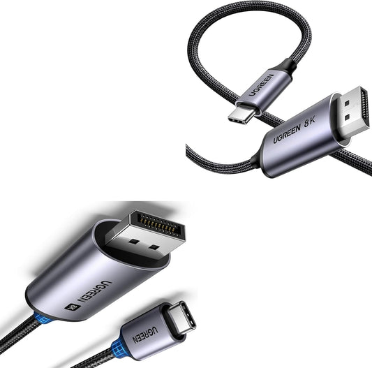 UGREEN USB C to DisplayPort 1.4 Cable 8K@60Hz 4K@240Hz Thunderbolt 4/3 to DP Cord Bundle with Bidirectional USB C to DisplayPort 1.4 Cable