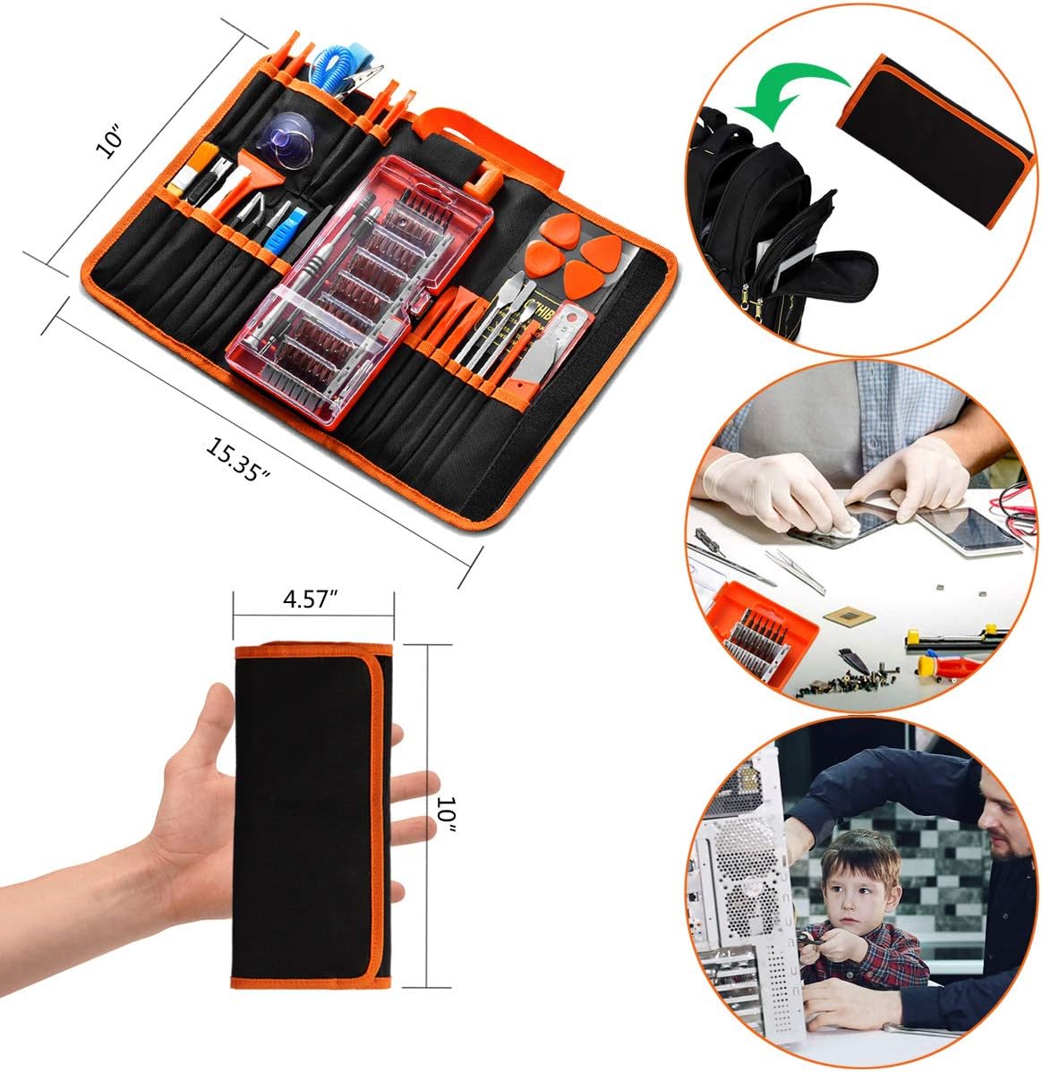 90pcs Electronics Repair Tool Kit Professional, Precision Screwdriver Set Magnetic for Fix Open Pry Cell Phone, Apple iPhone, Computer, PC, Laptop, Tablet, iPad, Mac book with Portable Bag