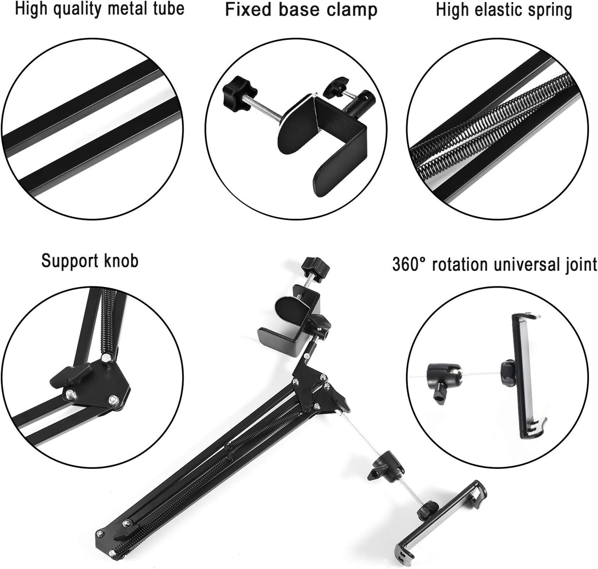 SAMHOUSING Tablet Stand for Bed,360 Degree Rotating Bed Tablet Mount Holder Stand with Aluminum Arm for iPad,iPhoneXS,N-Switch, Amazon Kindle Fire,or Other 4.7~12.9 inch-Screen Devices