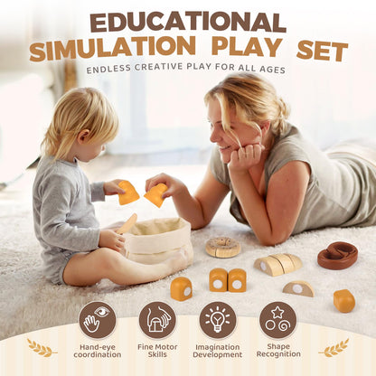 Wooden Play Food for Kids Kitchen Cutting Fruits Toys for Toddlers Pretend Vegetables Gift for Boys Girls Educational Toys