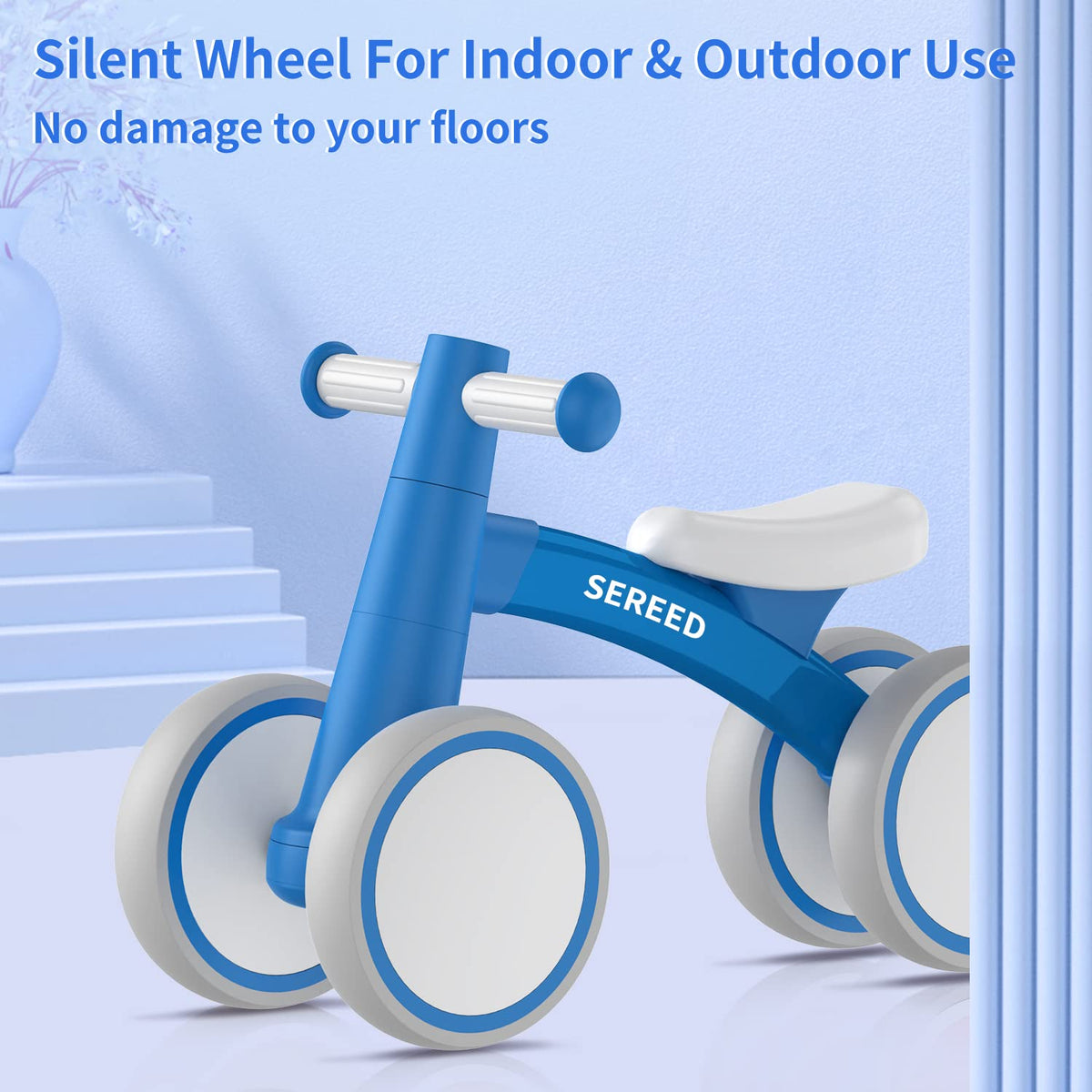 SEREED Baby Balance Bike for 1 Year Old Boys Girls 12-24 Month Toddler Balance Bike, 4 Wheels Toddler First Bike, First Birthday Gifts