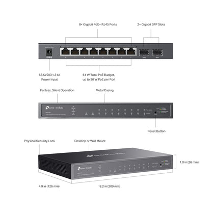 TP-Link Omada SG2428P | Jetstream 24 Port Gigabit Smart Managed PoE Switch | 24 PoE+ Ports @250W, 4 SFP Slots | Omada SDN Integrated | PoE Recovery | IPv6 | Static Routing
