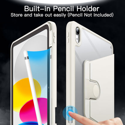 JETech Rotating Case for iPad (A16) 11th/10th Generation (2025/2022) with Pencil Holder, 360 Degree Rotation Protective Stand Cover Clear Back, Auto Wake/Sleep (Navy)