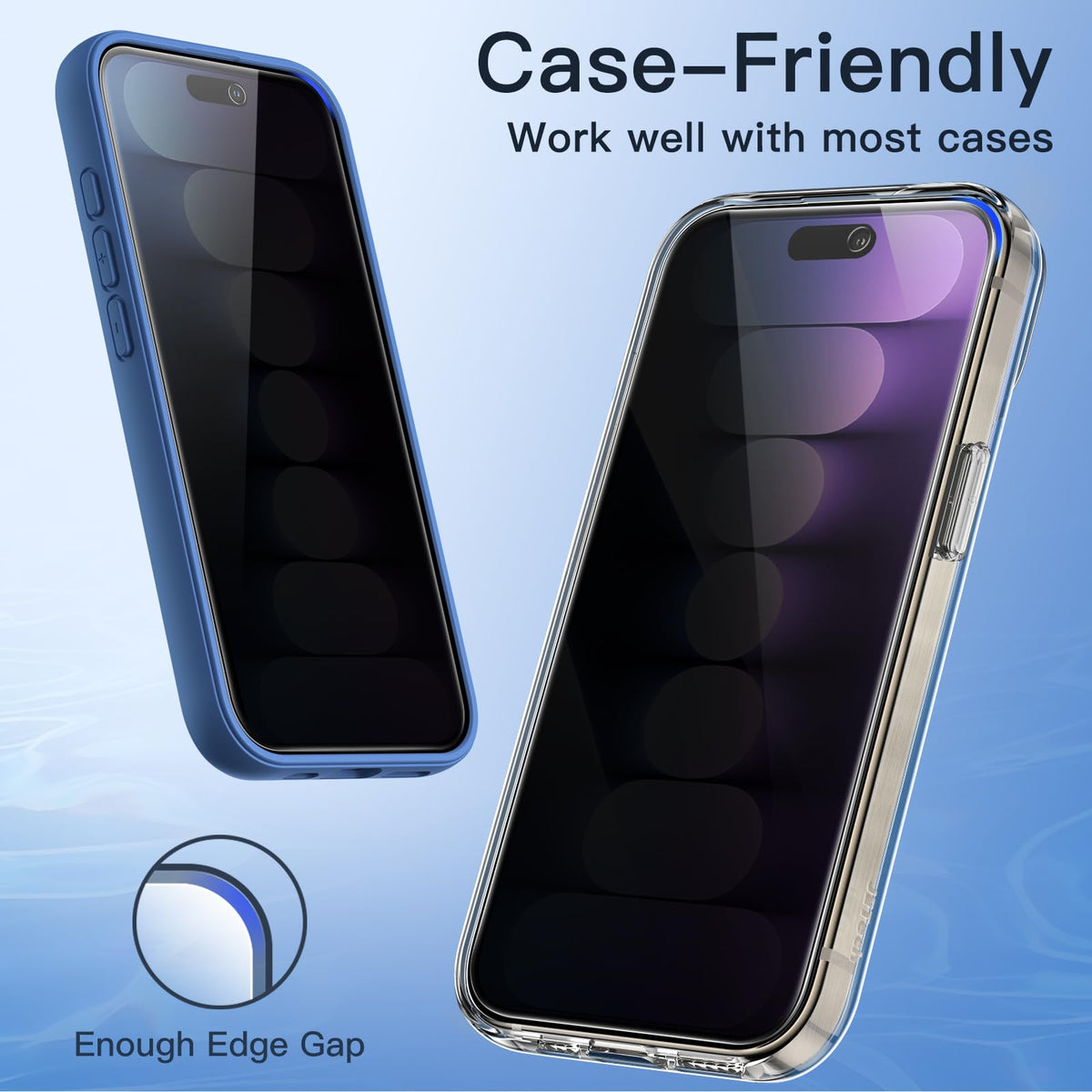 JETech Privacy Screen Protector for iPhone 15 6.1-Inch, Anti-Spy Tempered Glass Film with Easy Installation Tool, 2-Pack
