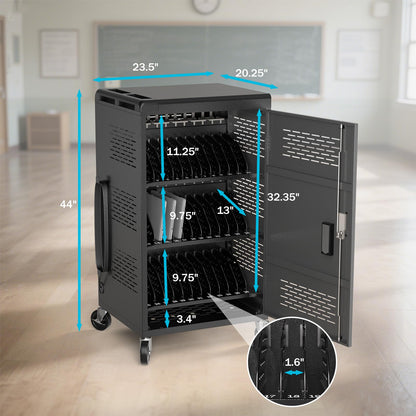 POCHAR 30 Devices Open Laptop Charging Cart for iPads, Tablets - Laptop & Tablet Storage Carts for Classroom, Office - Chromebook Charging Station Cart with Cable Management & Surge Protection