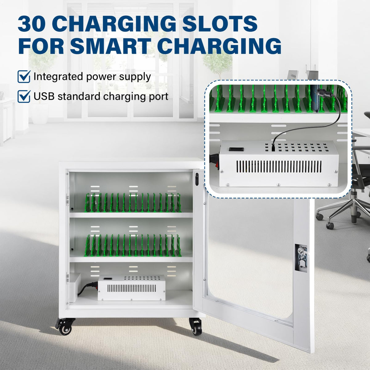30 Device Mobiles Phone Charging Cart, Mobiles Charging Cabinet for Cell Phone, Rechargeable Cellphone Locker Storage Chargings Station, for Phones/Mini Tablets, School and Enterprise