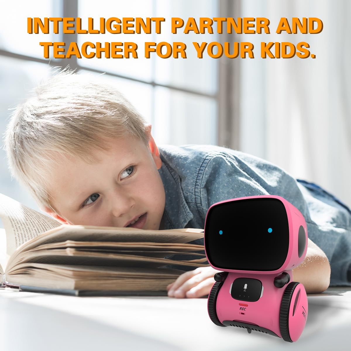 98K Robot Toys for Girls and Boys Rechargeable, Touch and Voice Control Robots Interactive Talking Smart Partner and Teacher with Singing, Dancing, STEM Toy Gifts for Kids Age 3 and Up