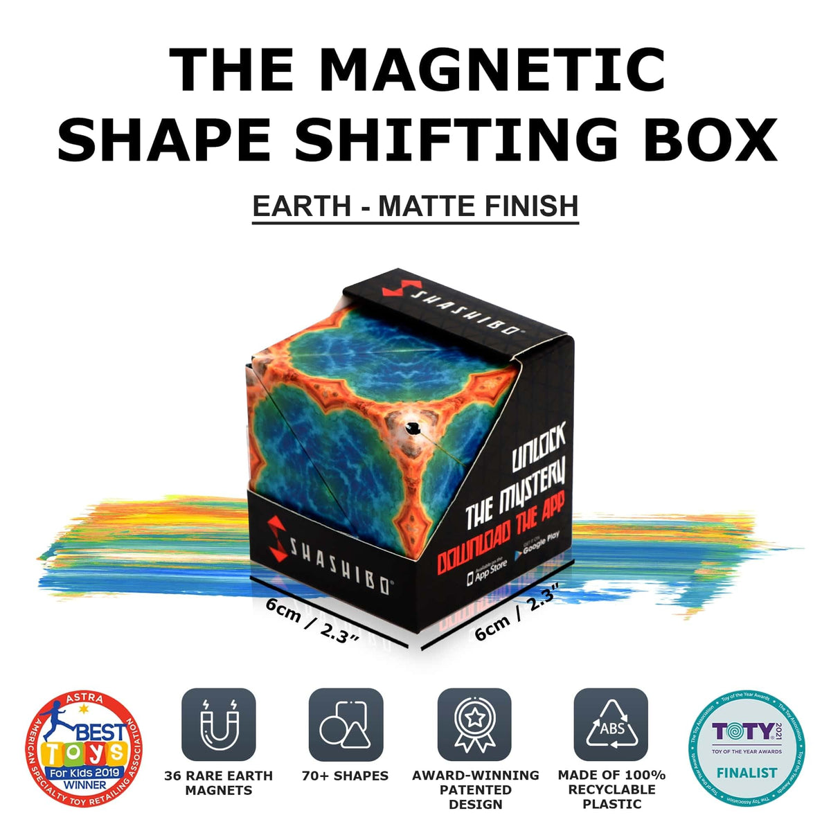 Shashibo Shape Shifting Box - Award-Winning STEM Fidget Toy with Ultra Strong Magnets - Puzzle Cube Transforms Into 100+ Shapes, Perfect Sensory Gift for Kids, Teens, and Adults (Spaced Out)