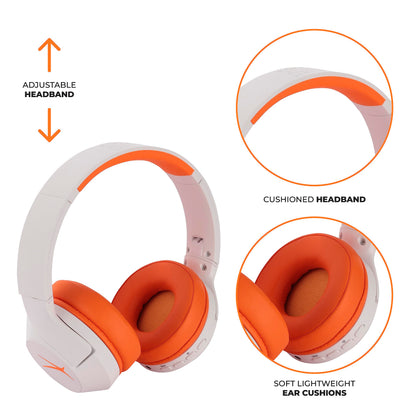 Altec Lansing Kid Safe Noise Cancelling Wireless Headphones 15H Battery, 85dB Volume Limit, Foldable Design Powerful Sound, Active Noise Cancellation Perfect for Kids Ages 7+ (Whiteout Pop Pink)