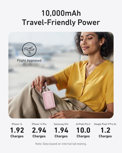 Anker Zolo Power Bank (2025 Upgraded Version), 20,000mAh 30W High-Speed Portable Charger with Built-in USB-C Cable, Battery Pack for iPhone 17/16 / 15 Series, Galaxy, and More
