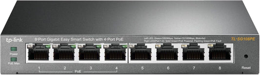 TP-Link TL-SG108PE V3 | 8 Port Gigabit PoE Switch | Easy Smart Managed | 4 PoE+ Ports @64W | Plug & Play | Sturdy Metal w/ Shielded Ports | Fanless | QoS, Vlan & IGMP | Limited Lifetime Protection