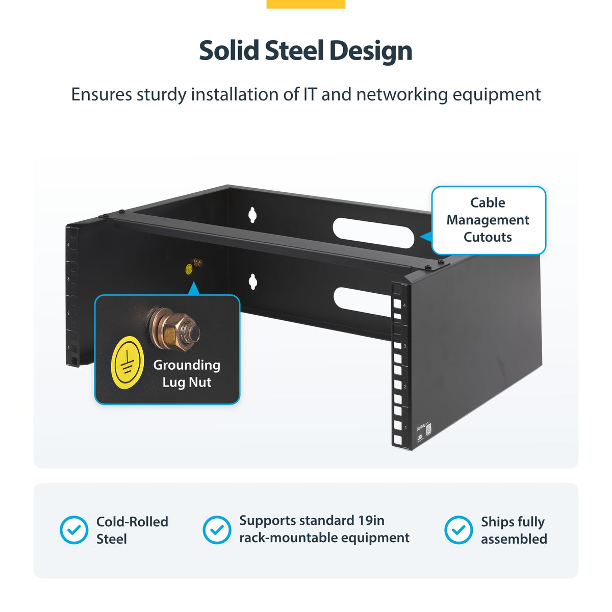 StarTech.com 6U Wall Mount Network Rack - 14 Inch Deep (Low Profile) - 19" Patch Panel Bracket for Shallow Server and IT Equipment, Network Switches - 44lbs/20kg Weight Capacity, Black (WALLMOUNT6)