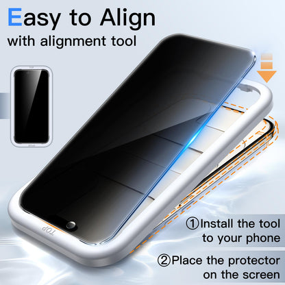 JETech Privacy Screen Protector for iPhone 15 6.1-Inch, Anti-Spy Tempered Glass Film with Easy Installation Tool, 2-Pack