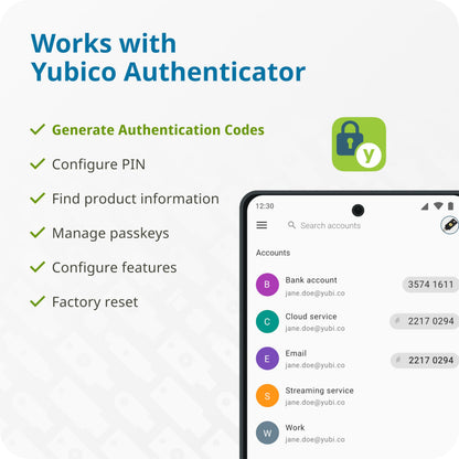 Yubico - YubiKey 5C NFC - Multi-Factor authentication (MFA) Security Key and passkey, Connect via USB-C or NFC, FIDO Certified - Protect Your Online Accounts