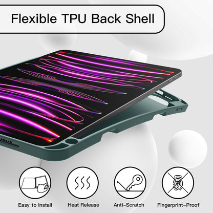 JETech Case for iPad Pro 11 Inch 2022/2021/2020 Model (4th/3rd/2nd Generation), with Pencil Holder, Support 2nd Pencil Charging, Slim Tablet Cover with Soft TPU Back, Auto Wake/Sleep (Black)